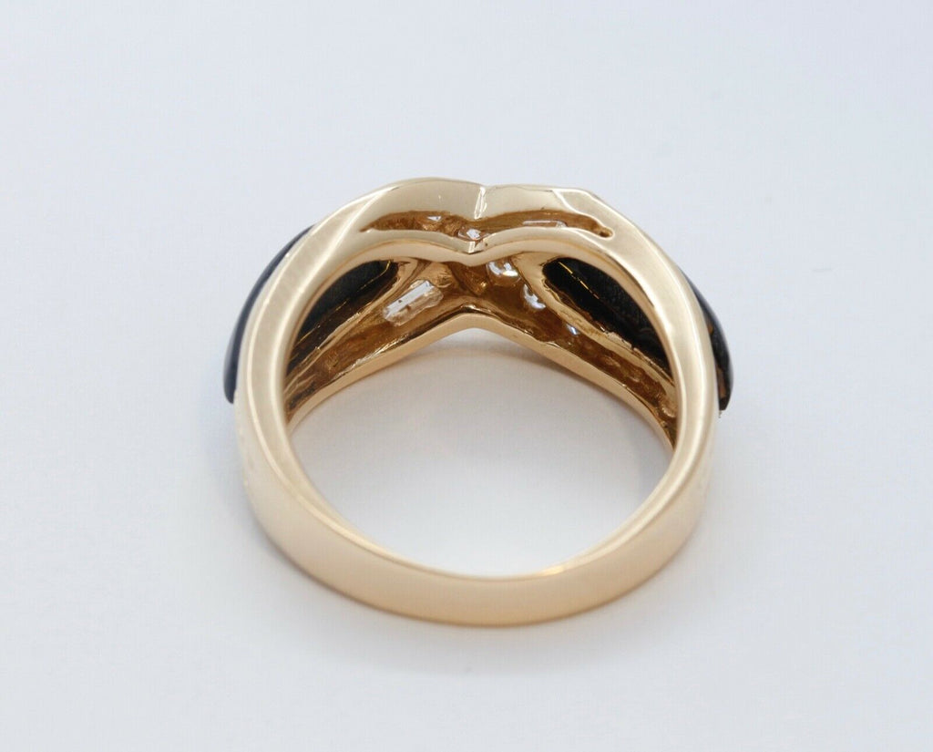 Vintage Diamonds Black Onyx 18K Yellow Gold Ring