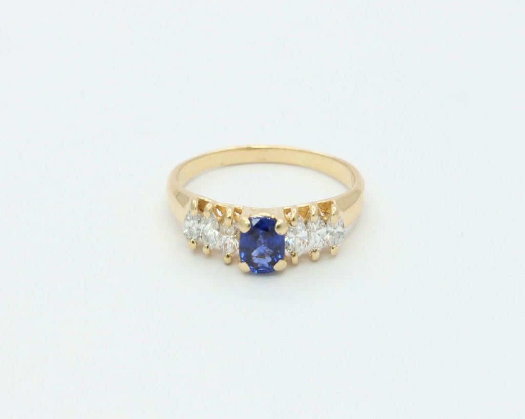 Vintage 14K Yellow Gold Diamond Sapphire Cocktail Ring