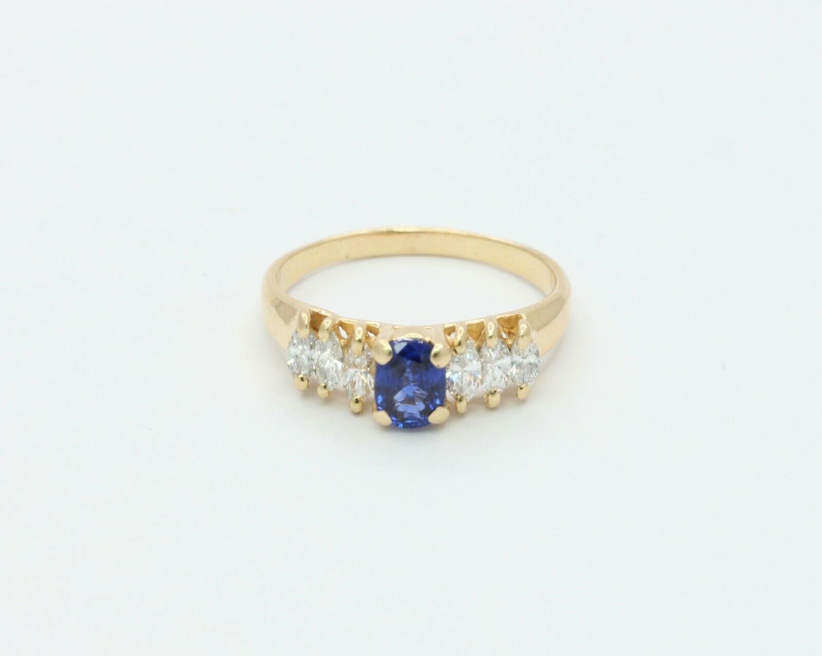 Vintage 14K Yellow Gold Diamond Sapphire Cocktail Ring