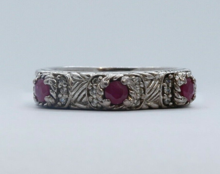 Vintage Judith Ripka Sterling Silver Ruby Ring