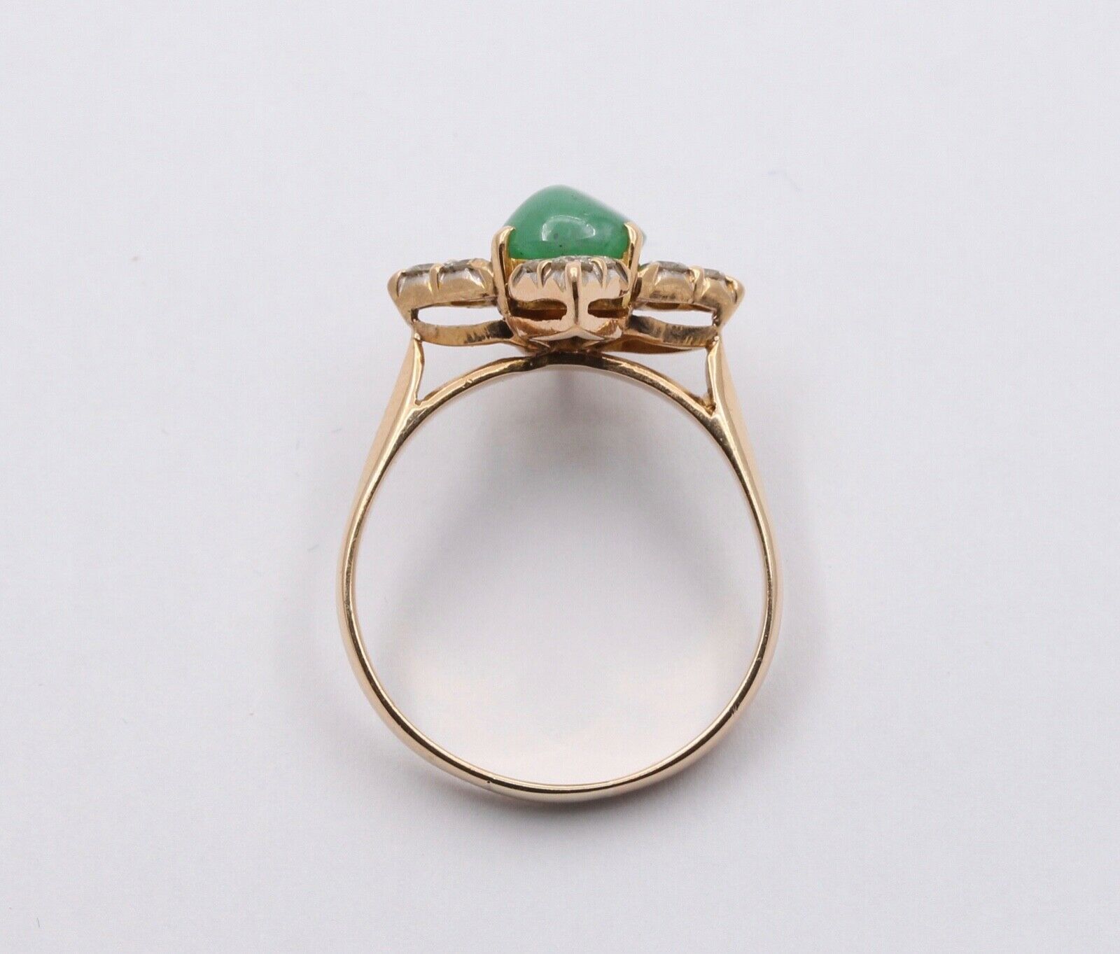 Vintage Jade Diamonds Star 18K Yellow Gold Ring