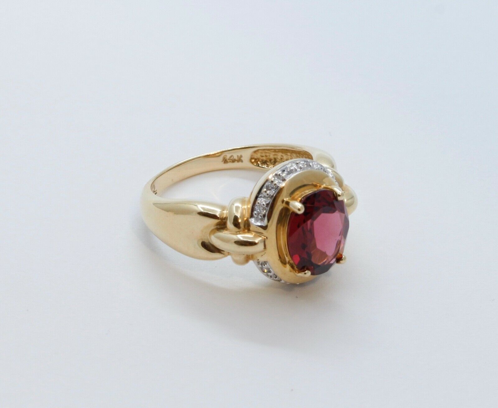 Vintage Tourmaline Diamonds 14K Yellow White Gold Cocktail Ring