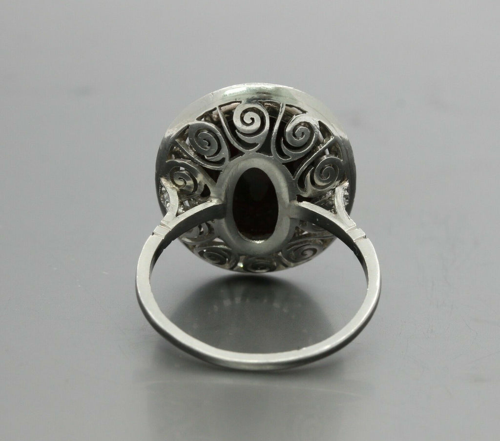 Vintage Platinum Black Australian Opal Diamond Cocktail Ring