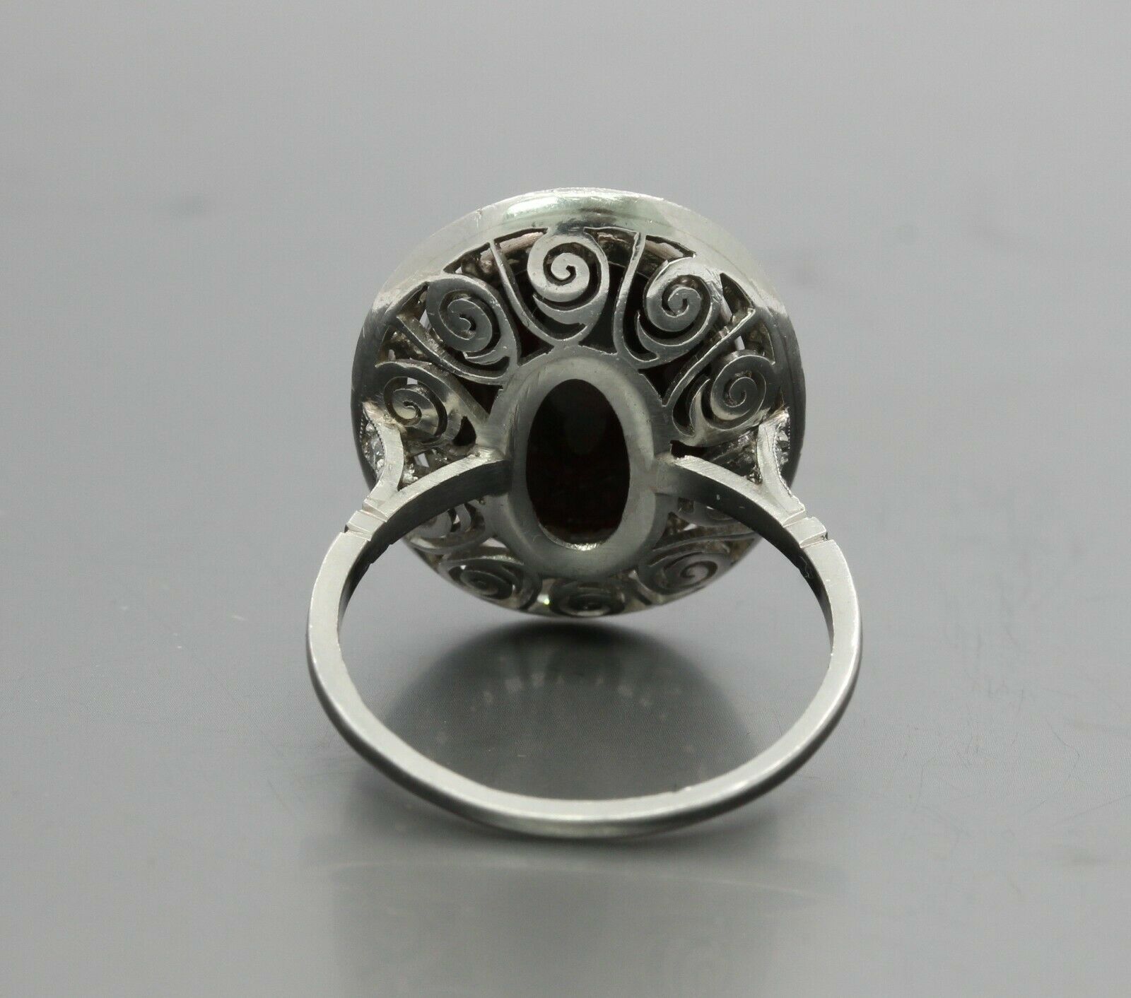 Vintage Platinum Black Australian Opal Diamond Cocktail Ring