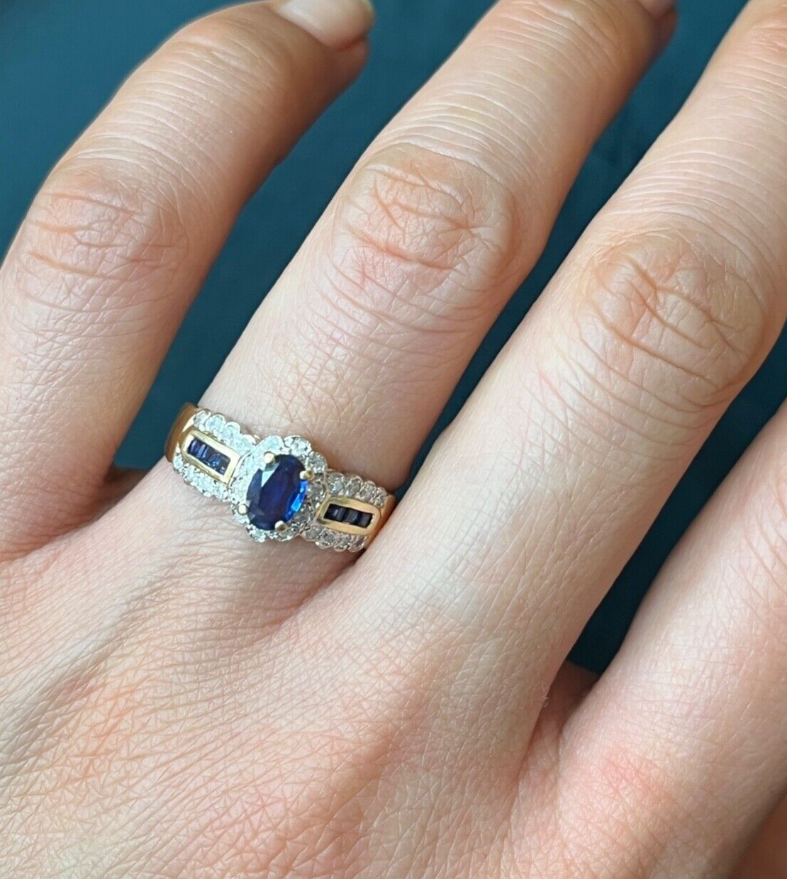 Vintage 14KYellow Gold Sapphire and Diamond Ring, Engagement Ring