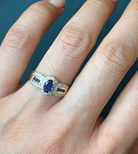 Load image into Gallery viewer, Vintage 14KYellow Gold Sapphire and Diamond Ring, Engagement Ring
