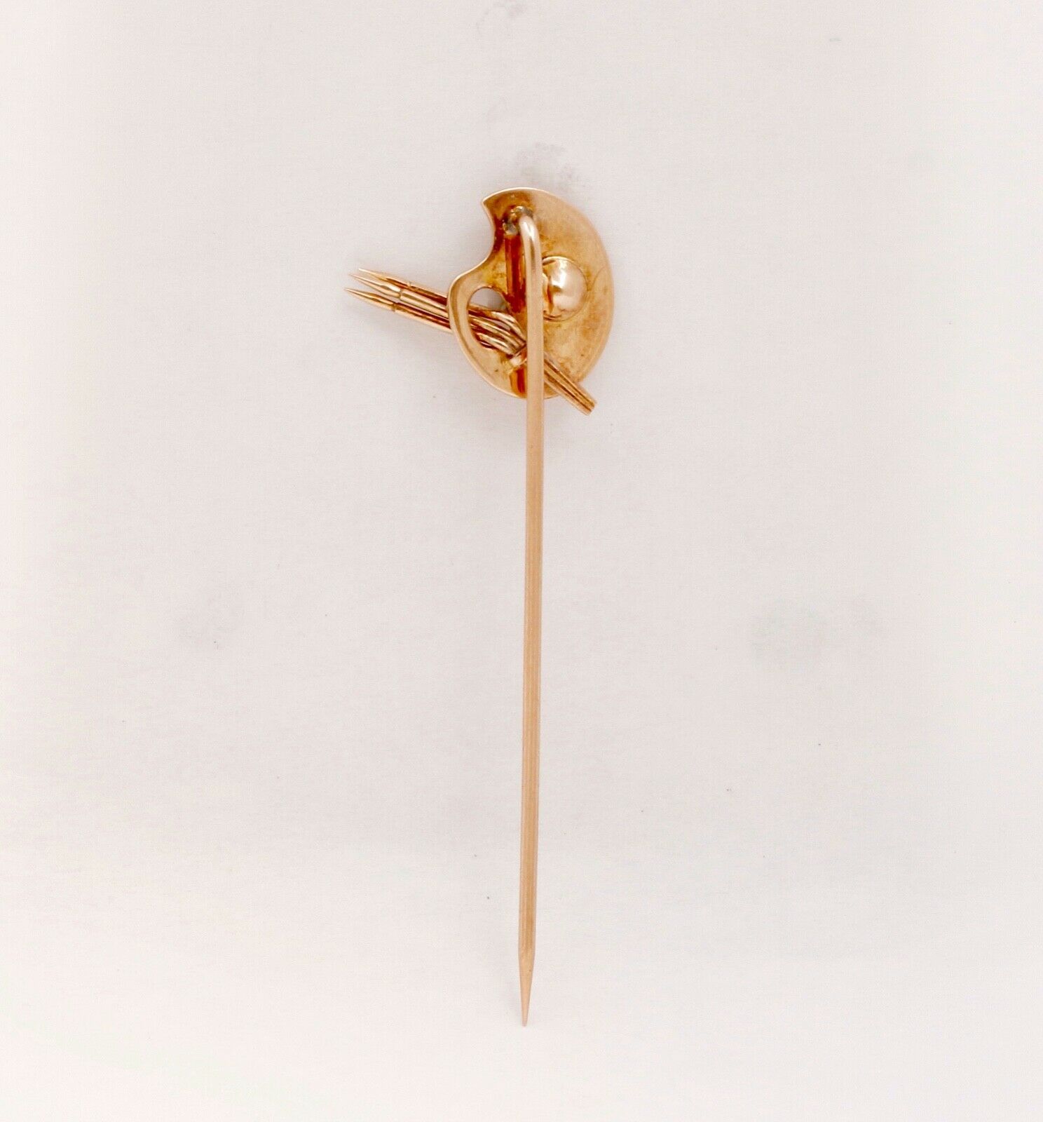 Vintage Paint Palette Blue Sapphire 14K Yellow Gold Stick Pin