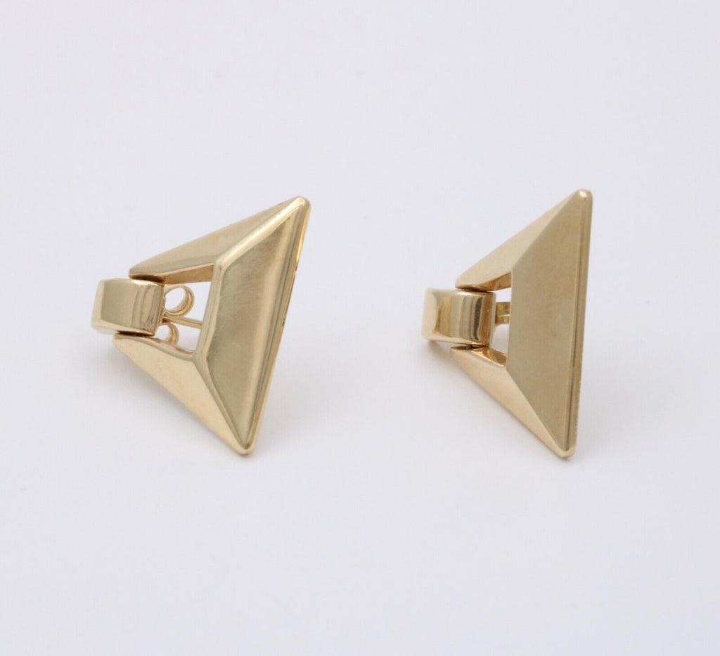 Vintage 14K Yellow Gold Geometric Dangling Earrings.