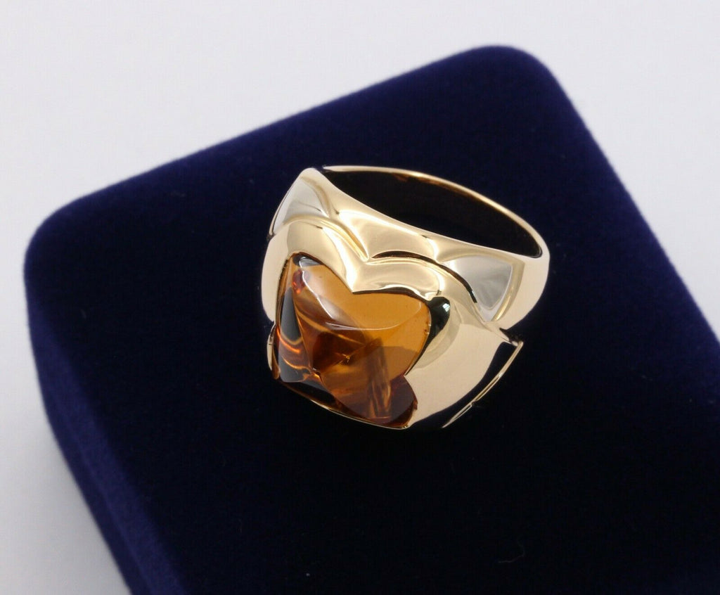 Vintage BVLGARI Gold 18k Yellow Gold Pyramid Citrine Ring