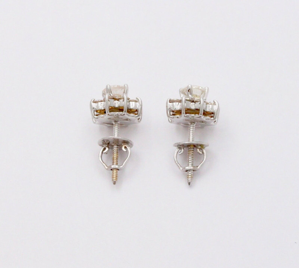 Classic 14K White Gold Round Cut Diamond Approximatlry 1.8 carats Studs. Earring