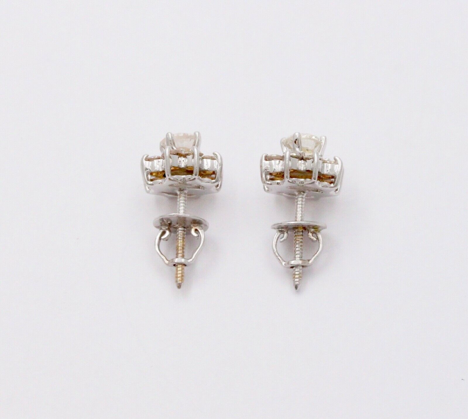 Classic 14K White Gold Round Cut Diamond Approximatlry 1.8 carats Studs. Earring