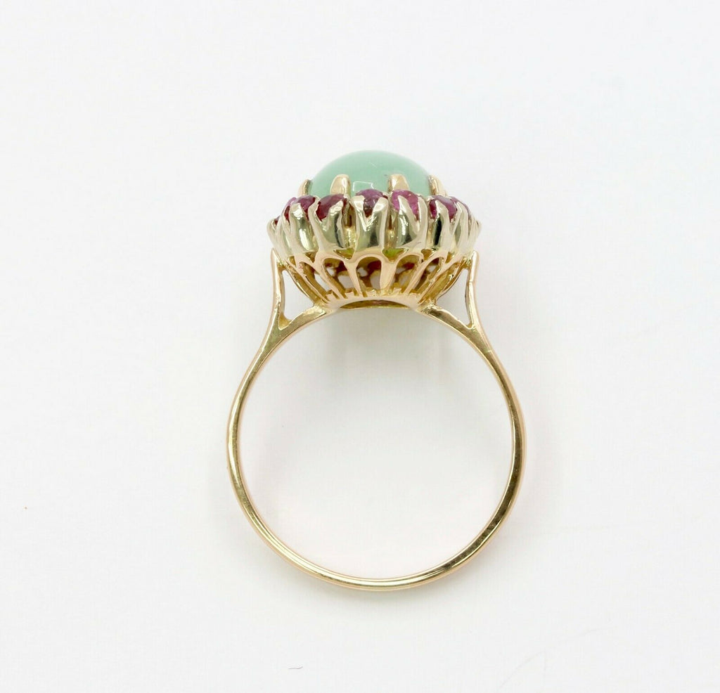 Vintage 14K Yellow Gold Jade Ruby Ring