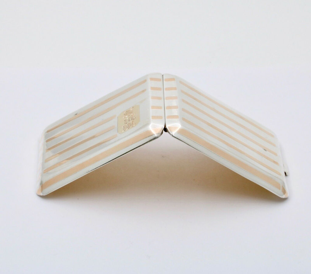 Vintage Tiffany & CO Sterling Silver & 14K Yellow Gold Powder Compact Case.