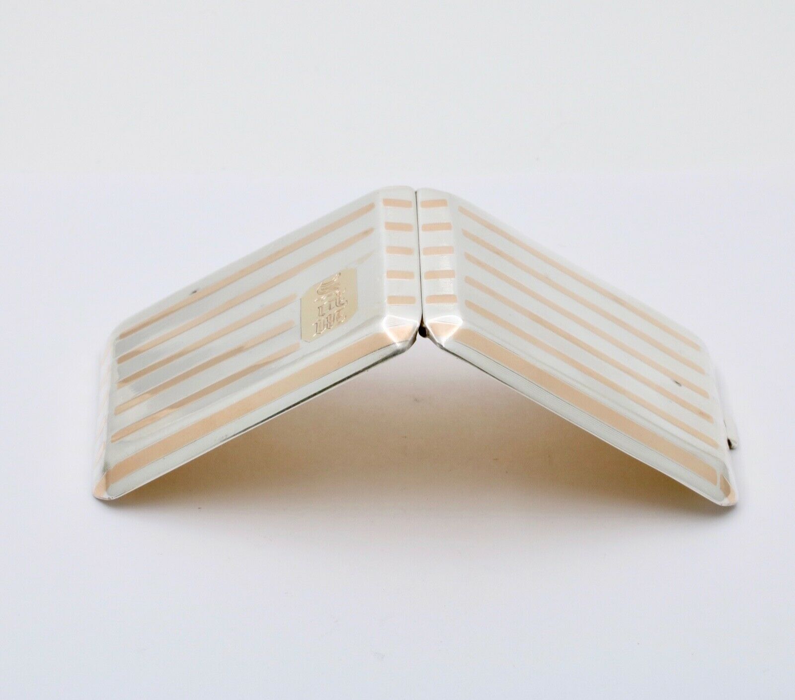 Vintage Tiffany & CO Sterling Silver & 14K Yellow Gold Powder Compact Case.
