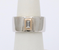 Funky 18K Gold Step Cut Baguette Diamond Wide Cigar Band, Stacking Ring.
