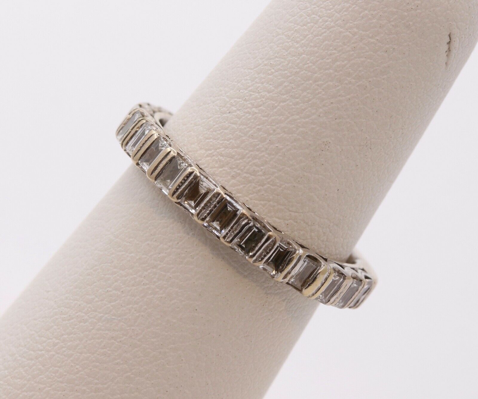 Vintage Ladies Diamonds 14K White Gold Wedding Band Stacking Ring