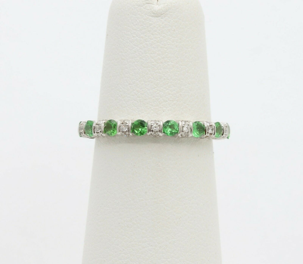 Green Garnet Diamond Eternity Stackable Band