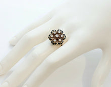 Load image into Gallery viewer, Victorian Diamonds 14K Yellow Gold Black Enamel Ring
