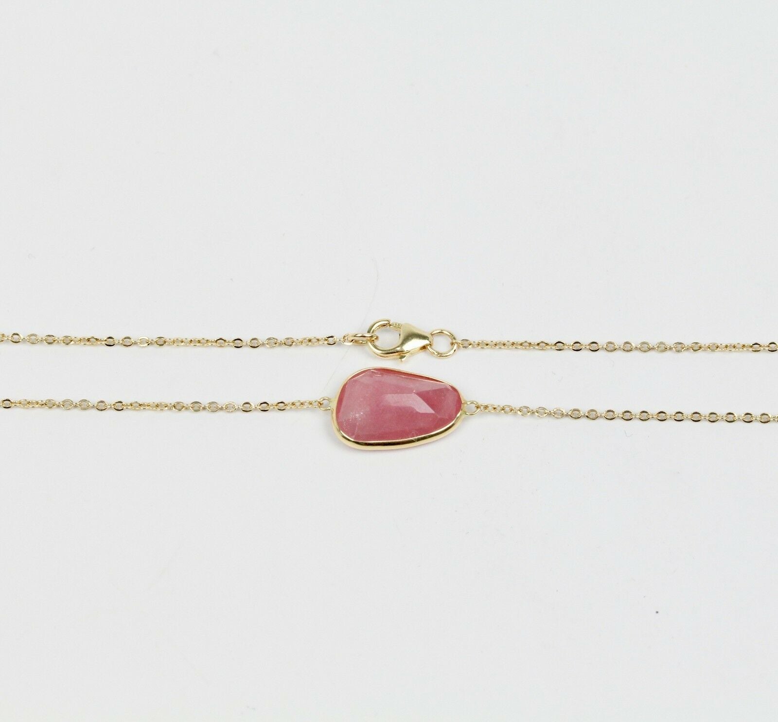 Vintage 14K Yellow Gold Garnet Station Necklace