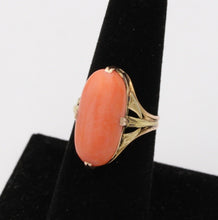 Load image into Gallery viewer, Vintage Estate 14K Two Tone Gold Natural Coral Solitaire Ring
