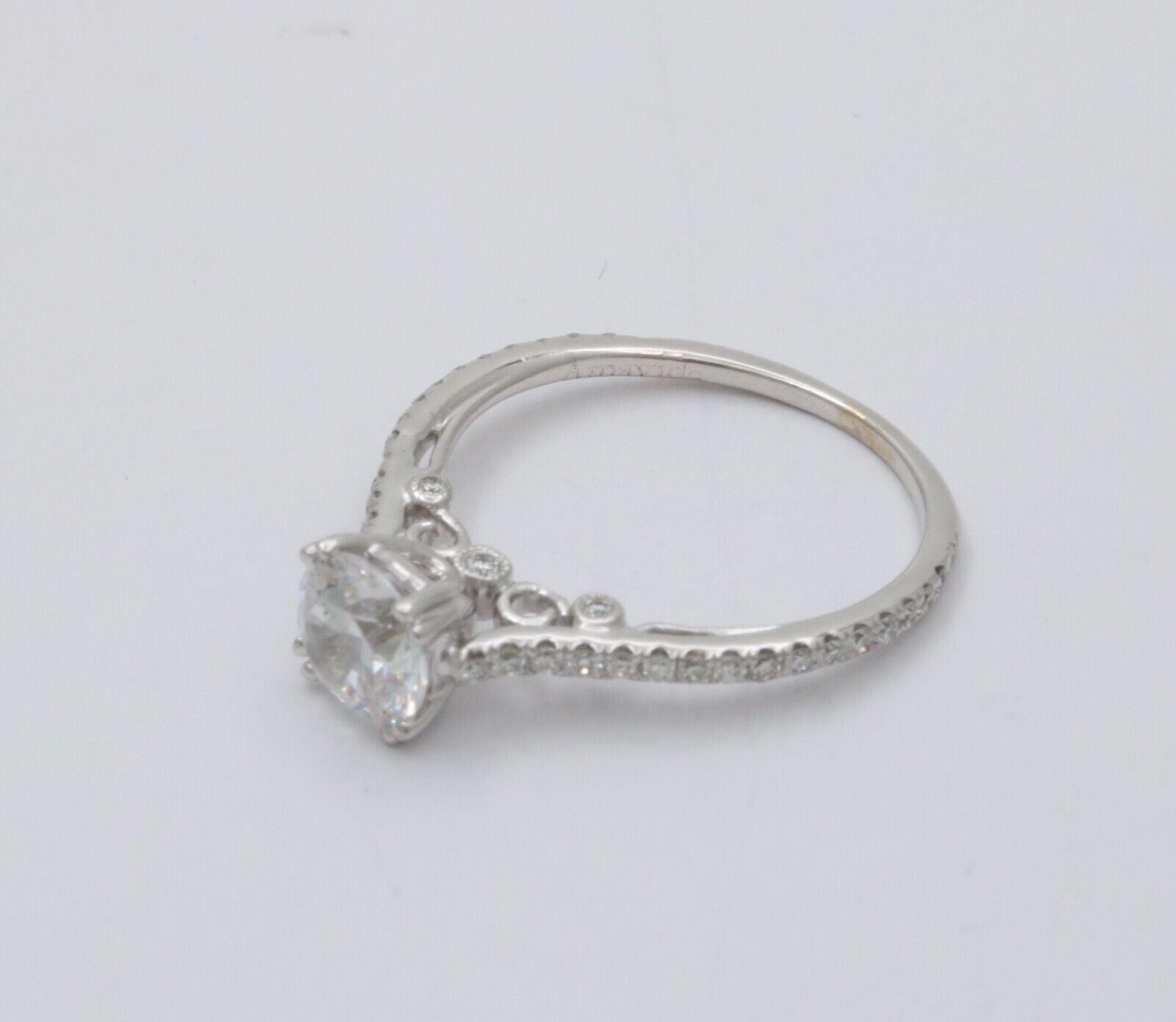 The Elegant 18K White Gold White Sapphire & Diamond Engagement Ring