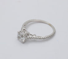 Load image into Gallery viewer, The Elegant 18K White Gold White Sapphire &amp; Diamond Engagement Ring
