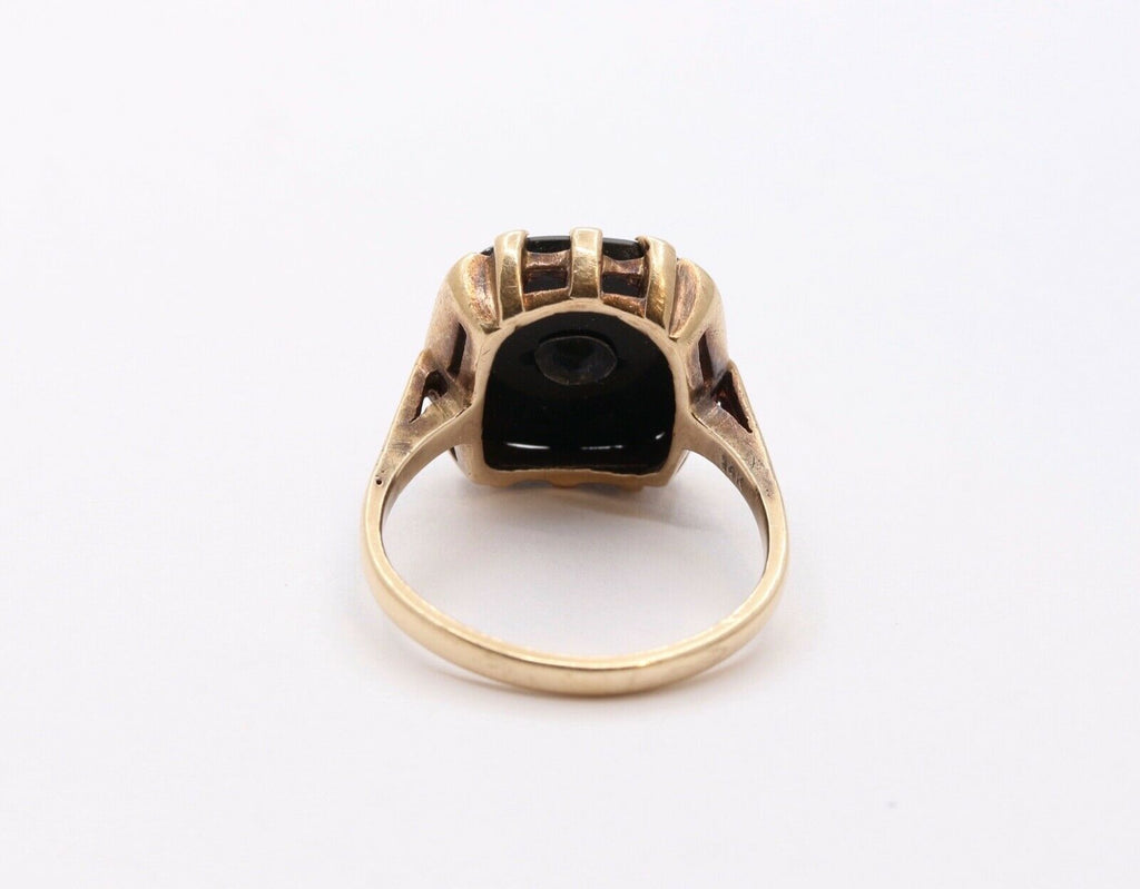 Art Deco Diamond Onyx 14K Yellow White Gold Unisex Ring