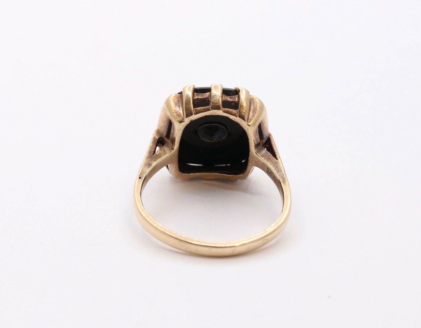 Art Deco Diamond Onyx 14K Yellow White Gold Unisex Ring