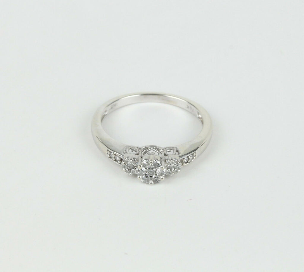 Vintage Ladies Diamonds 10K White Gold Engagement Ring