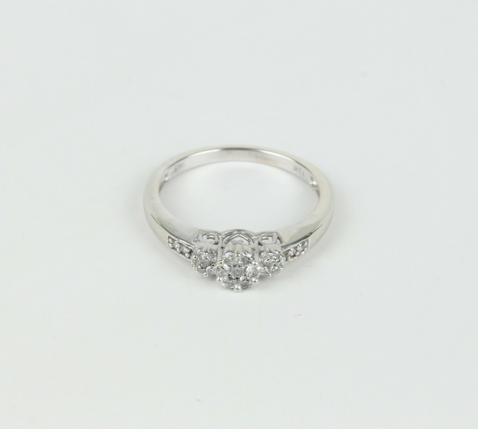 Vintage Ladies Diamonds 10K White Gold Engagement Ring
