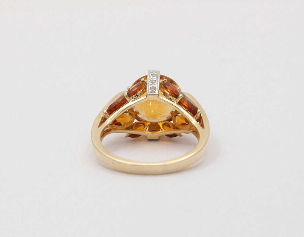 Architectural Dome Citrine & Diamond In 14K Yellow & White Gold Ring