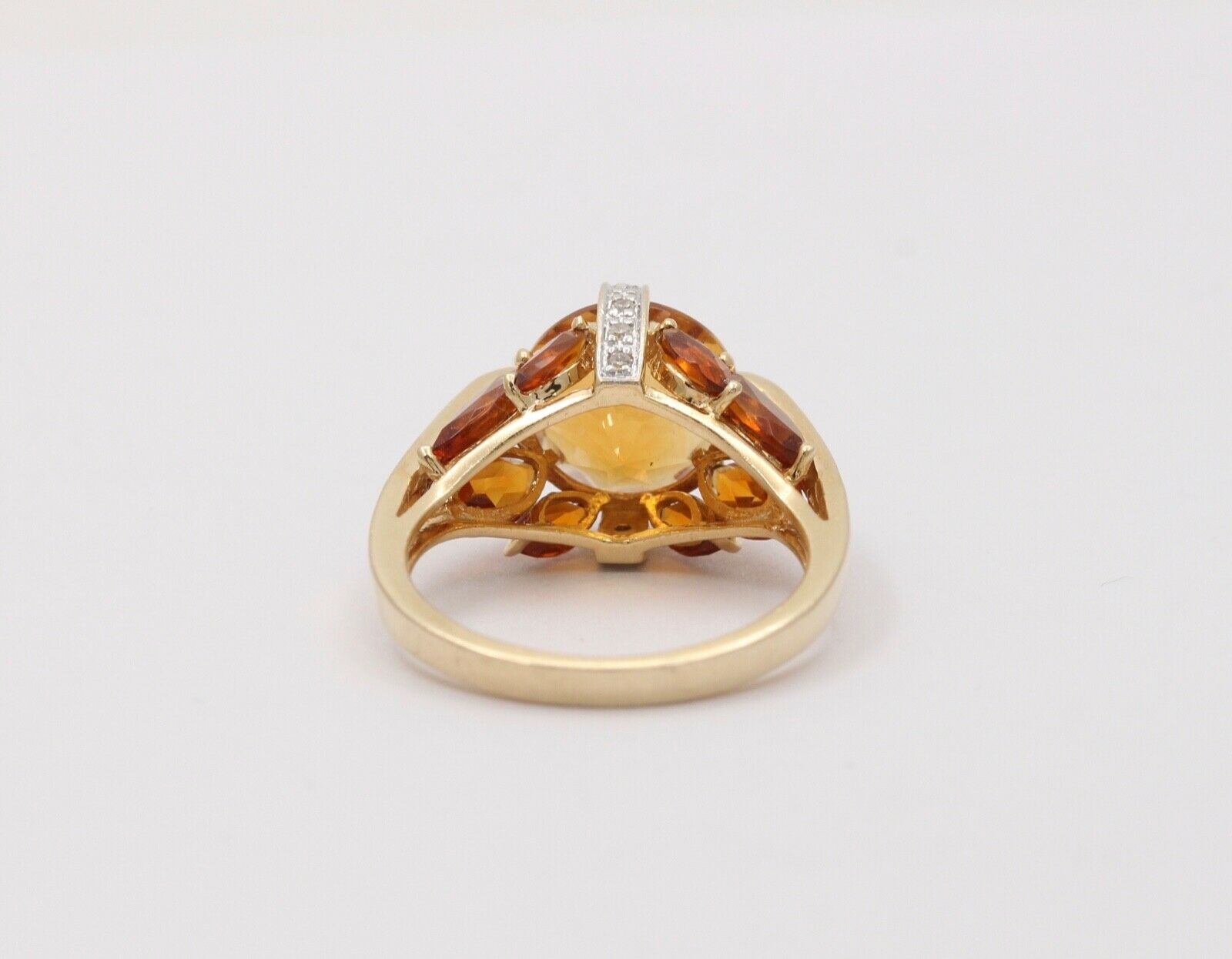 Architectural Dome Citrine & Diamond In 14K Yellow & White Gold Ring