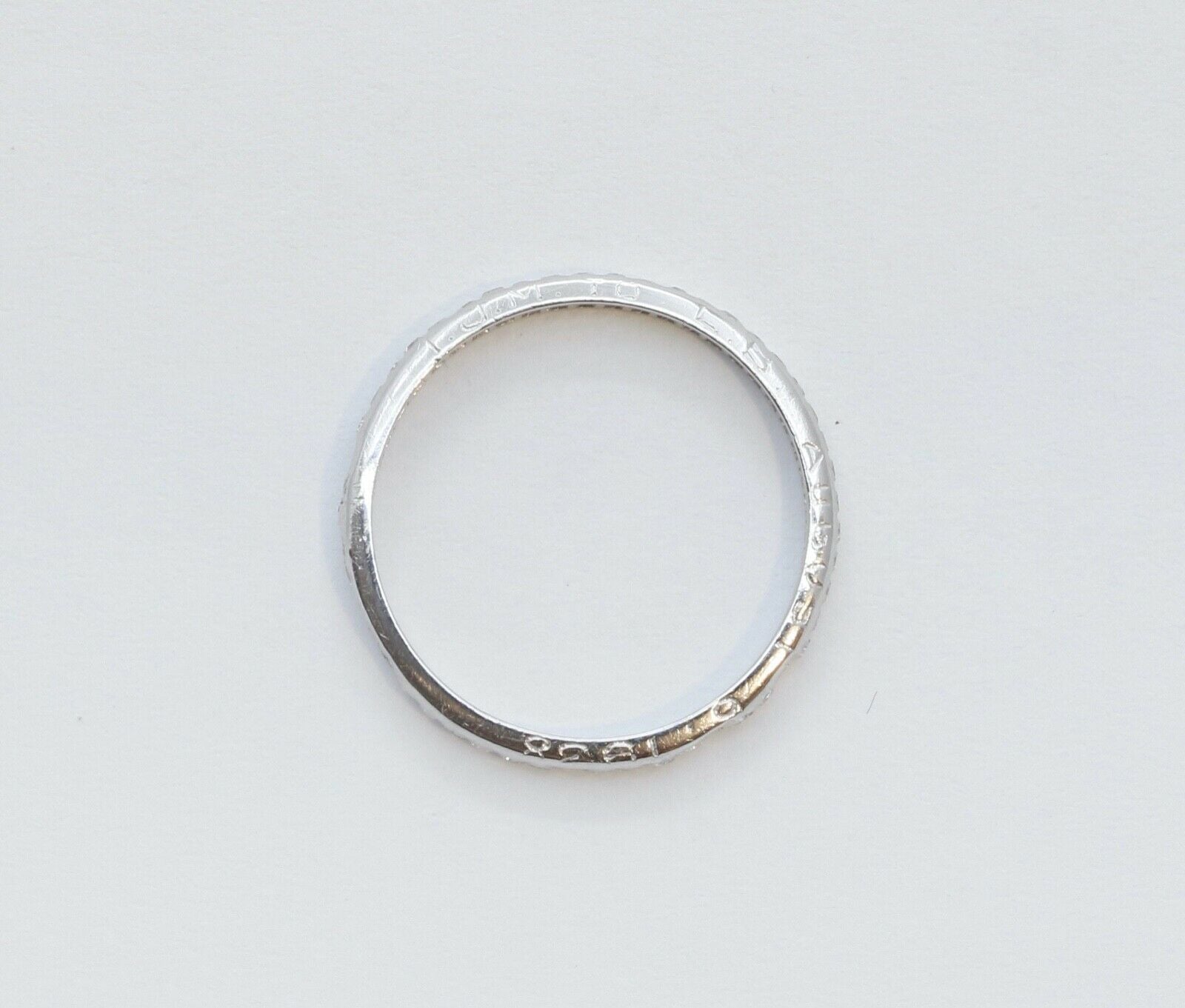 Art Deco Ladies Old Miner Cut Diamonds Platinum Eternity Wedding Band