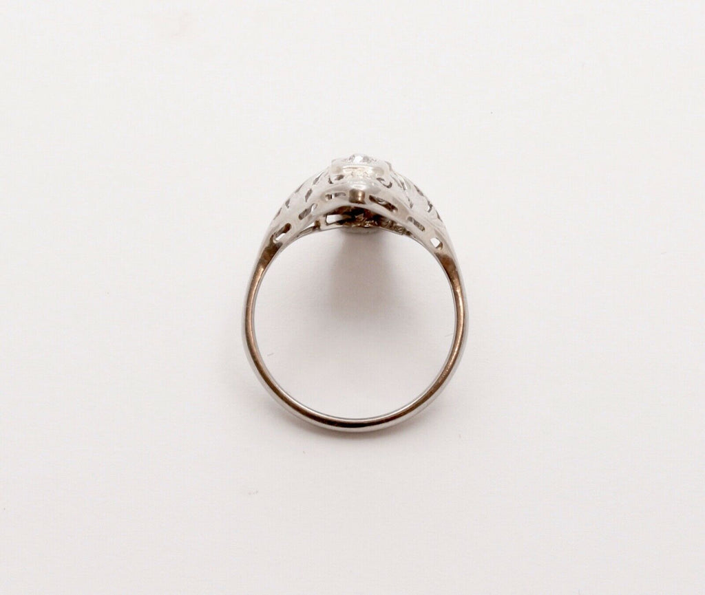 Art Deco Three Diamond 18K White Gold Ring