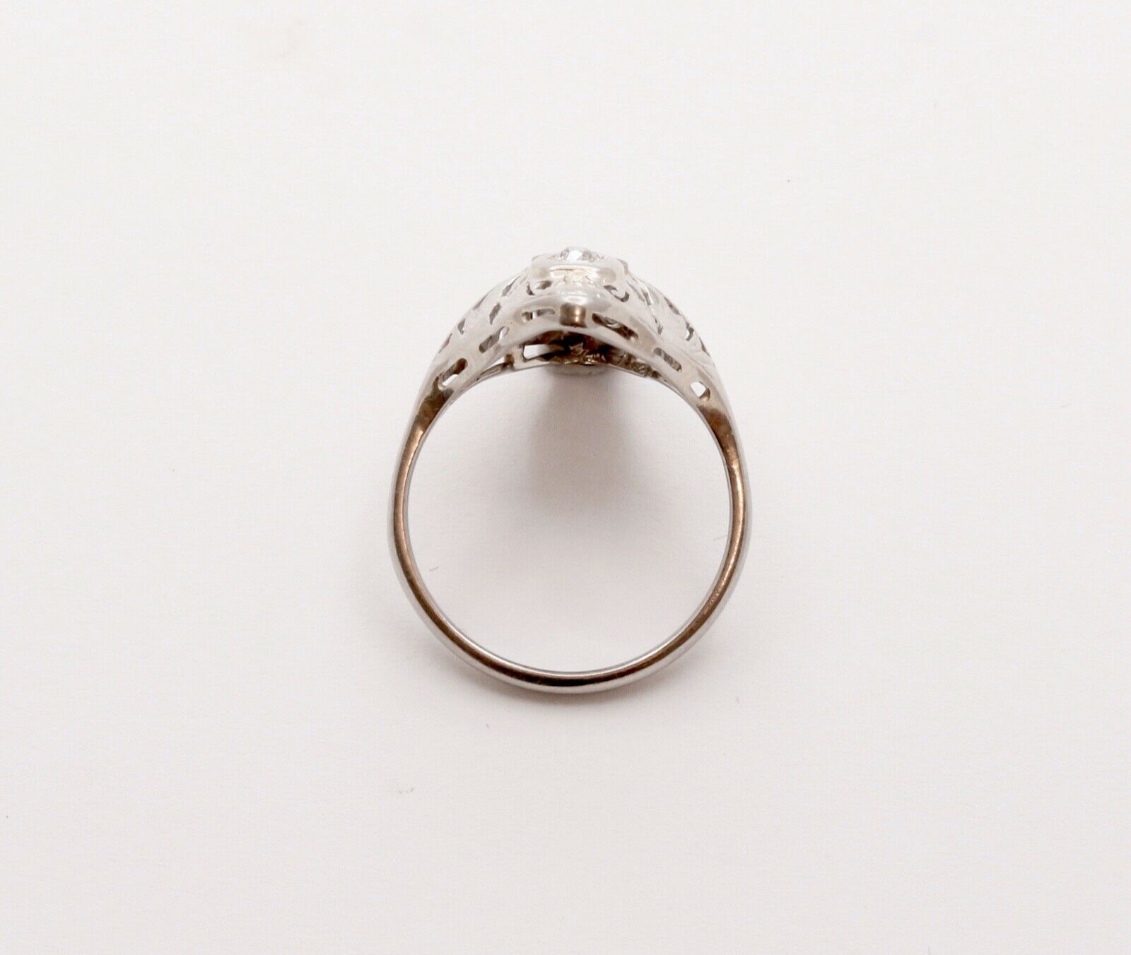 Art Deco Three Diamond 18K White Gold Ring