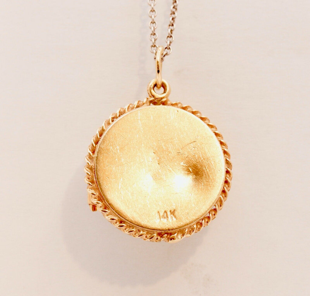 Beautiful Vintage Mother Of Pearl 14K Yellow Gold Locket Pendant