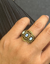 Load image into Gallery viewer, Vintage 14K Yellow Gold Three Stones Opal Ring, Band.
