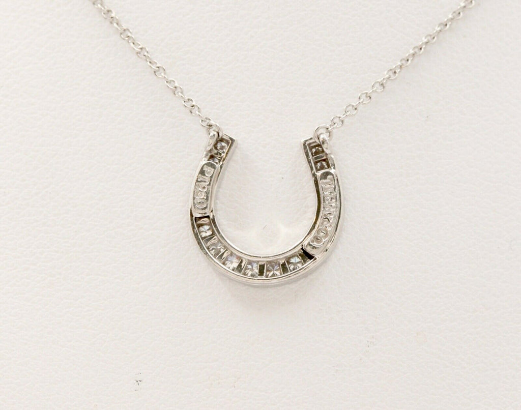 Classic Tiffany & Co HorseShoes Diamond Platinum Pendant, Necklace.
