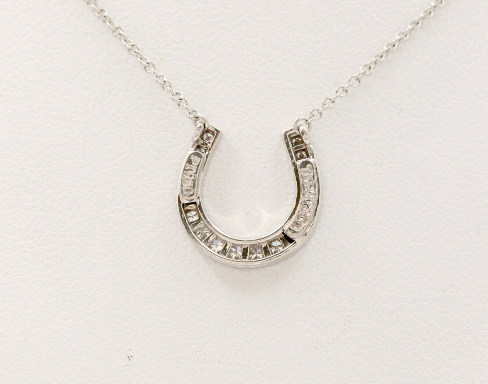 Classic Tiffany & Co HorseShoes Diamond Platinum Pendant, Necklace.