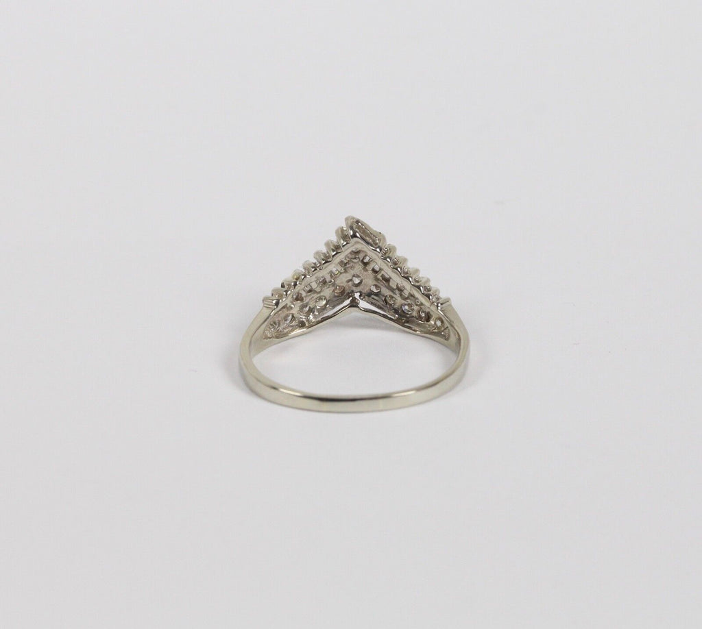 Vintage 14K White Gold Diamond "V" Shaped Wedding Band