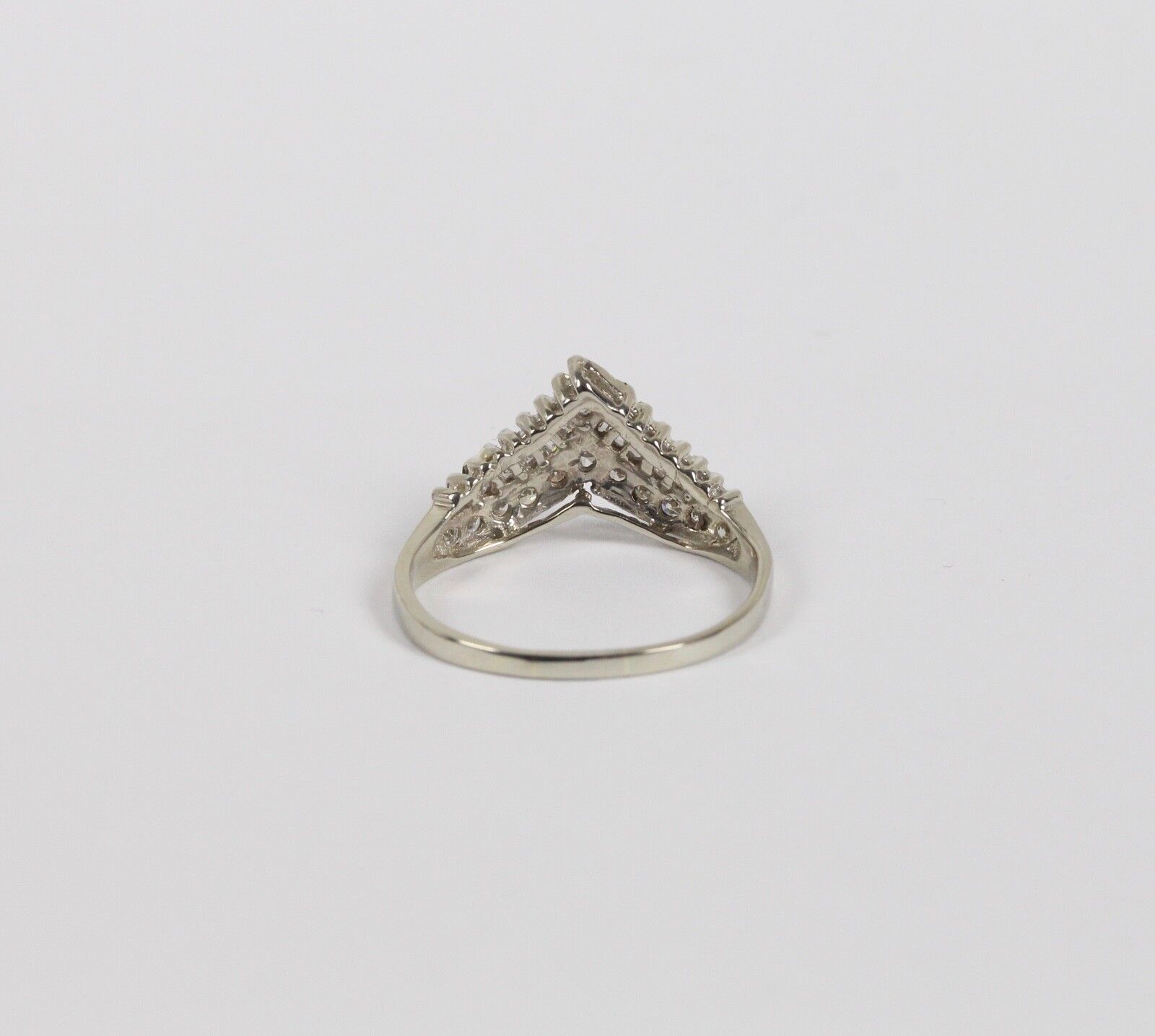 Vintage 14K White Gold Diamond "V" Shaped Wedding Band