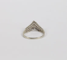 Load image into Gallery viewer, Vintage 14K White Gold &quot;V&quot; Shaped Wedding Band With Diamonds
