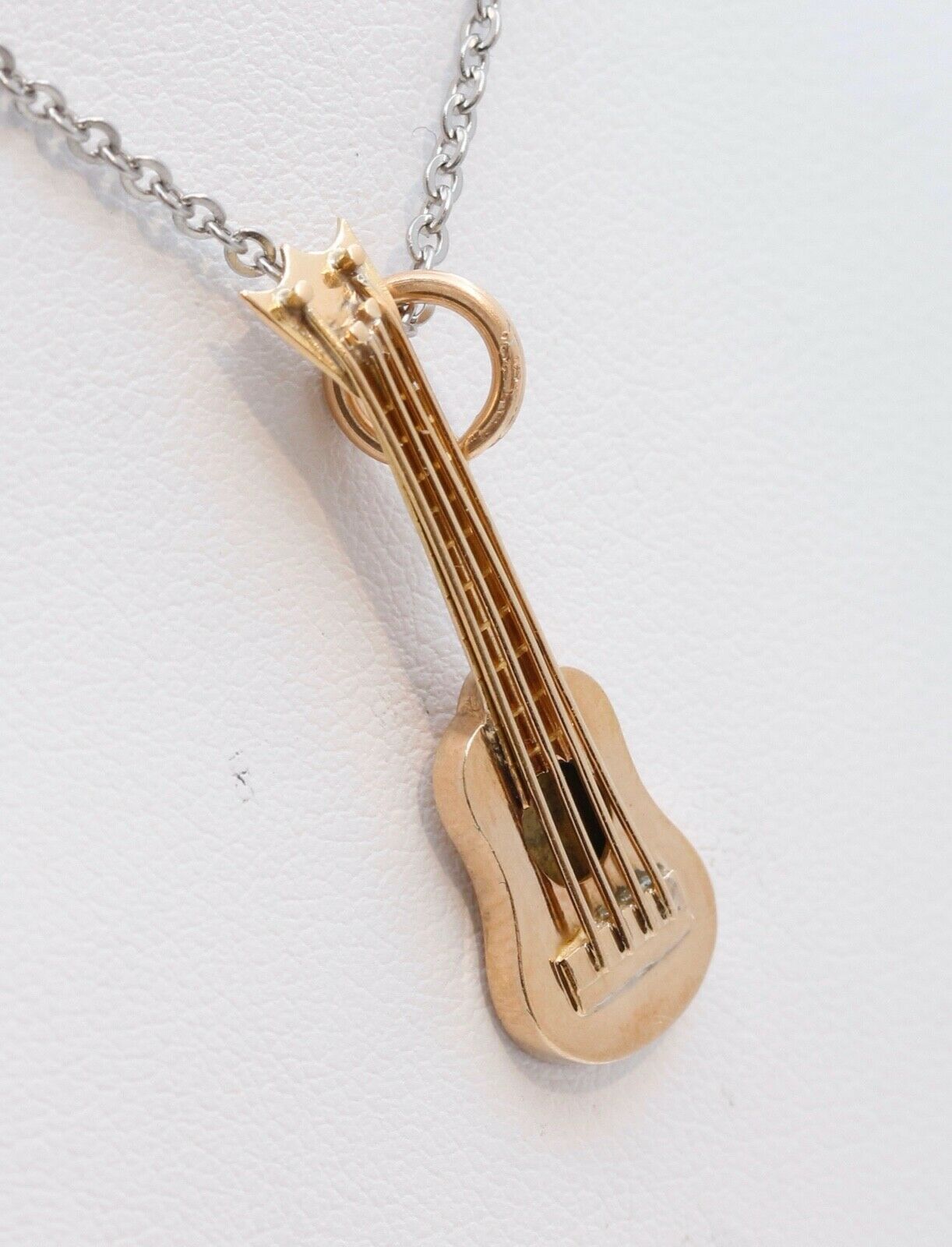 Guitar 18K Yellow Gold Pendant Charm Vintage