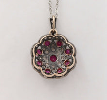 Load image into Gallery viewer, Victorian Rubies Diamonds 14K Rose Gold Silver Pendant
