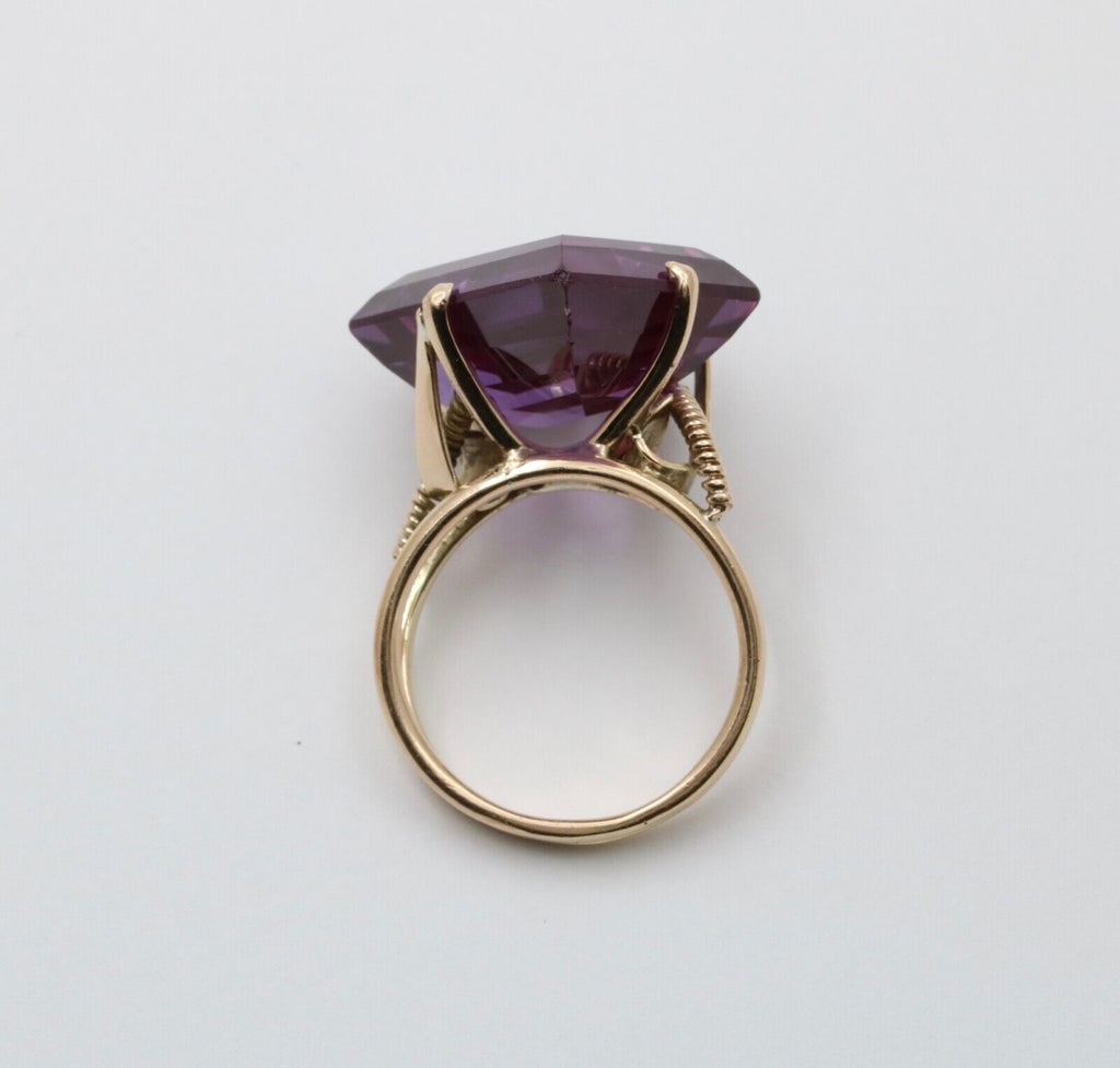 Vintage 14K White Gold Special Cut Amethyst Ring, Statement Ring.