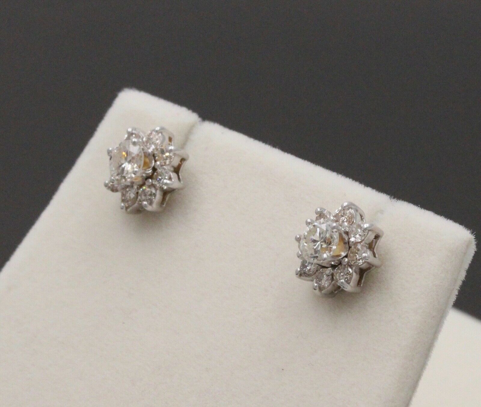 Classic 14K White Gold Round Cut Diamond Approximatlry 1.8 carats Studs. Earring