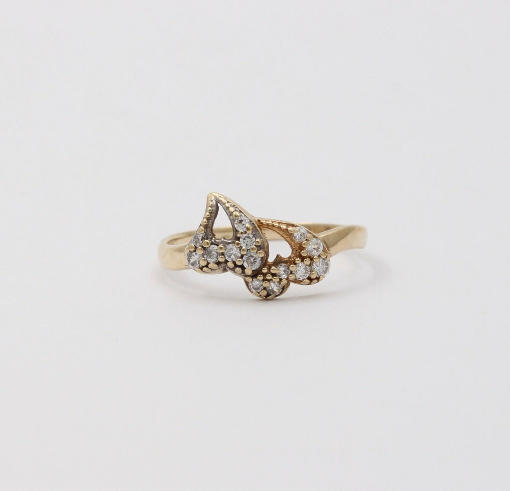 Vintage Witches Hearts Diamonds 10K Yellow Gold Ring