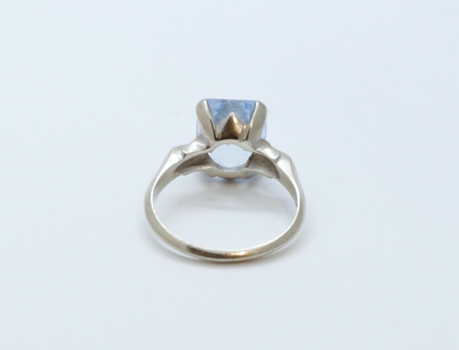 Art Deco Aquamarine 14K Yellow White Gold Cocktail Ring