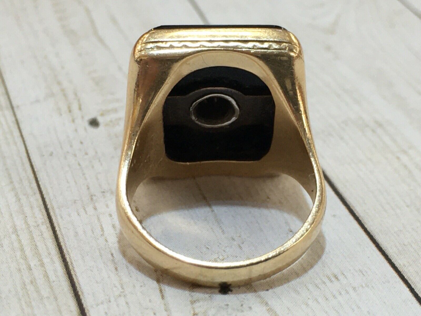 Vintage Men’s Ladies Unisex 14K Yellow Gold Diamonds Signet Ring