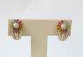 Vintage Sparkling Multi Stone 18K Yellow Gold French Clip Earrings